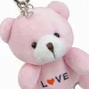 Pink plush bear keychain, cute pendant, plush toy, car bag accessory Application Scenario